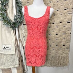 Miss Chievous Coral Lace crochet bodycon Dress size M
